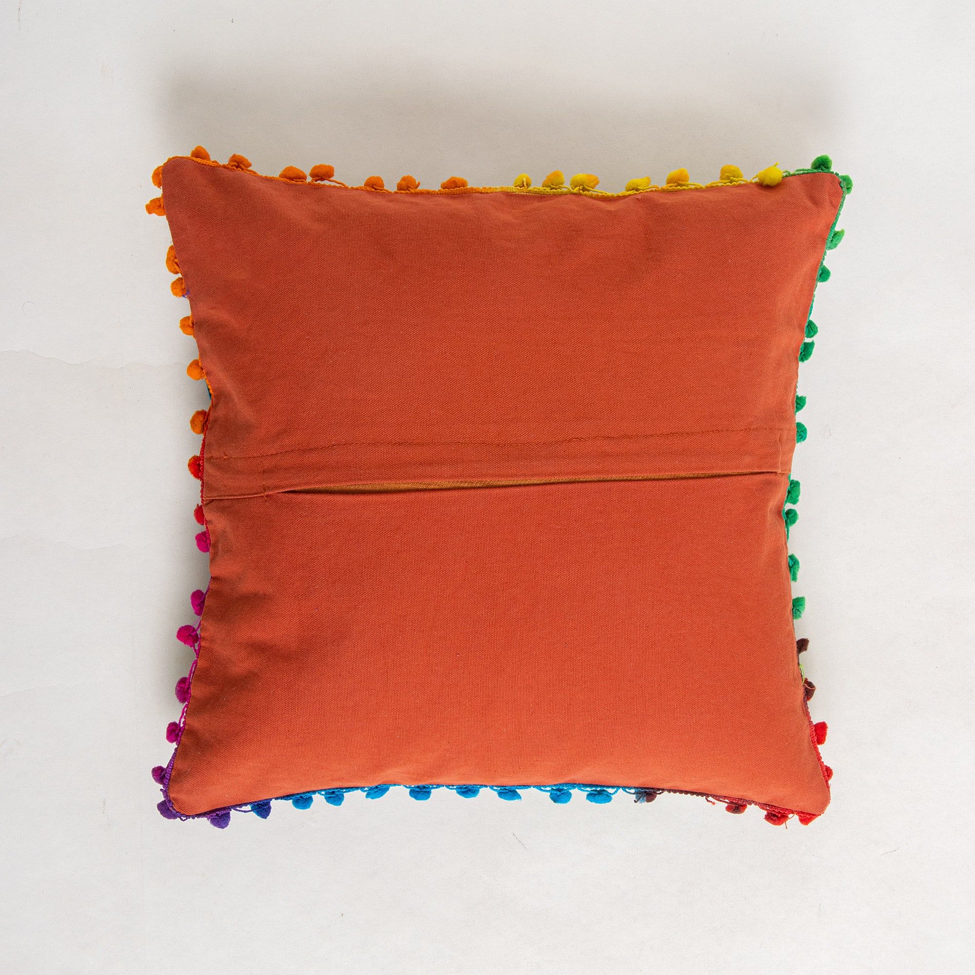 Organic Cotton Pom Pom Embroidered Cushion Covers